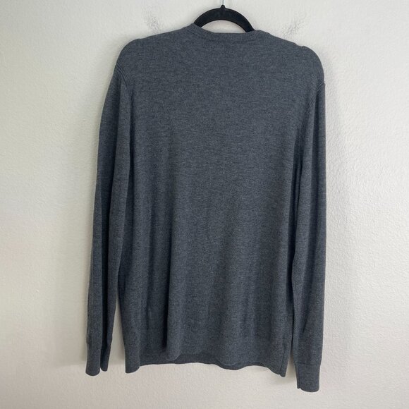 NEW Theory Mens XL Charcoal Gray Merino Wool Blend V Neck Sweater Pullover Knit - Picture 6 of 6